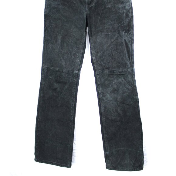 SCOTTS Washable Suede Women's Straight Leg Leather Pants Black Size M - Picture 2 of 6